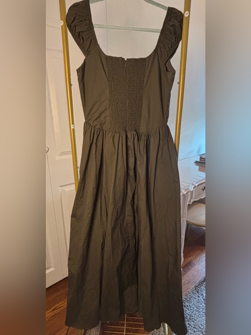 Bohme Patricia Midi Dress in Olive Green Like New Large - Picture 5 of 6
